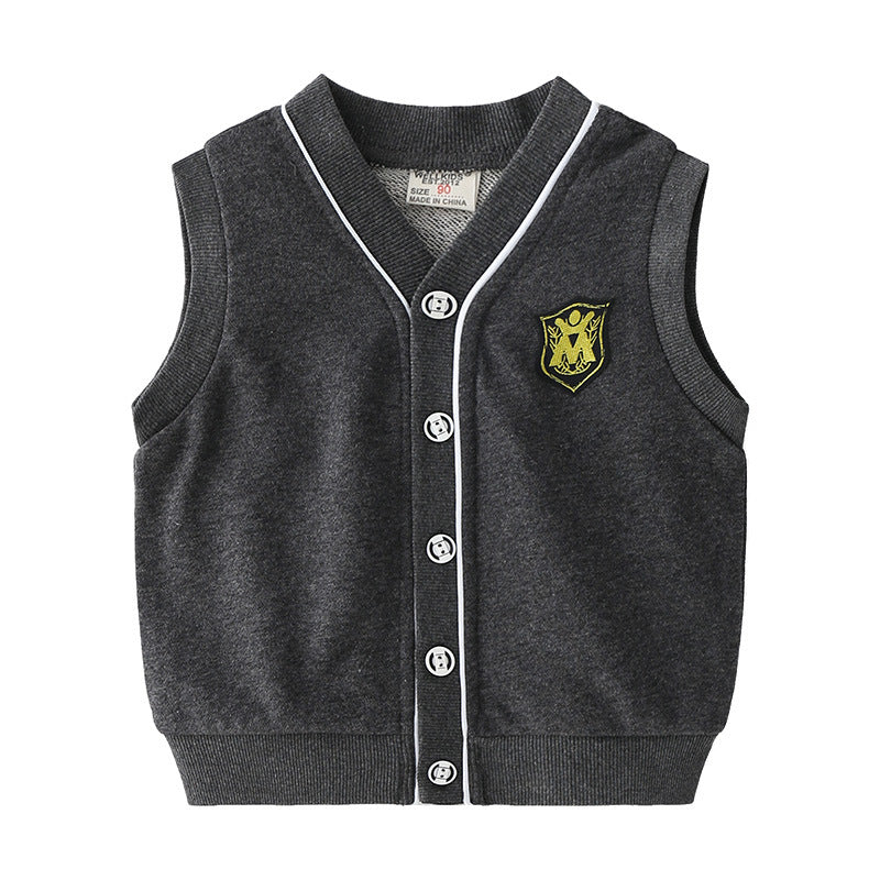 [513120] - Atasan Cardigan Kutung Fashion Anak Cowok Import - Motif Five Buttons