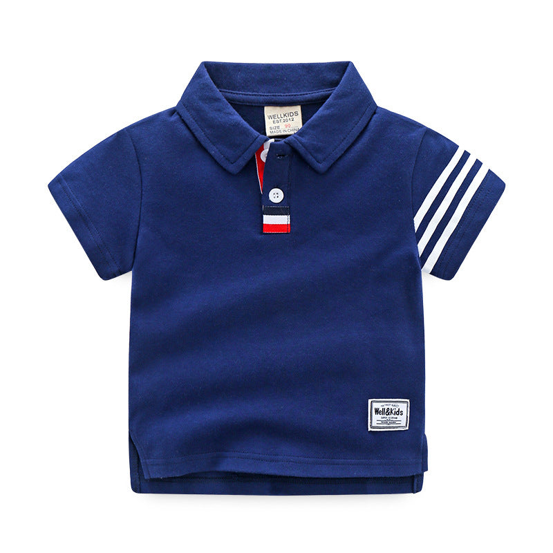 [513127] - Atasan Kaos Polo Fashion Anak Import - Motif Line Arm