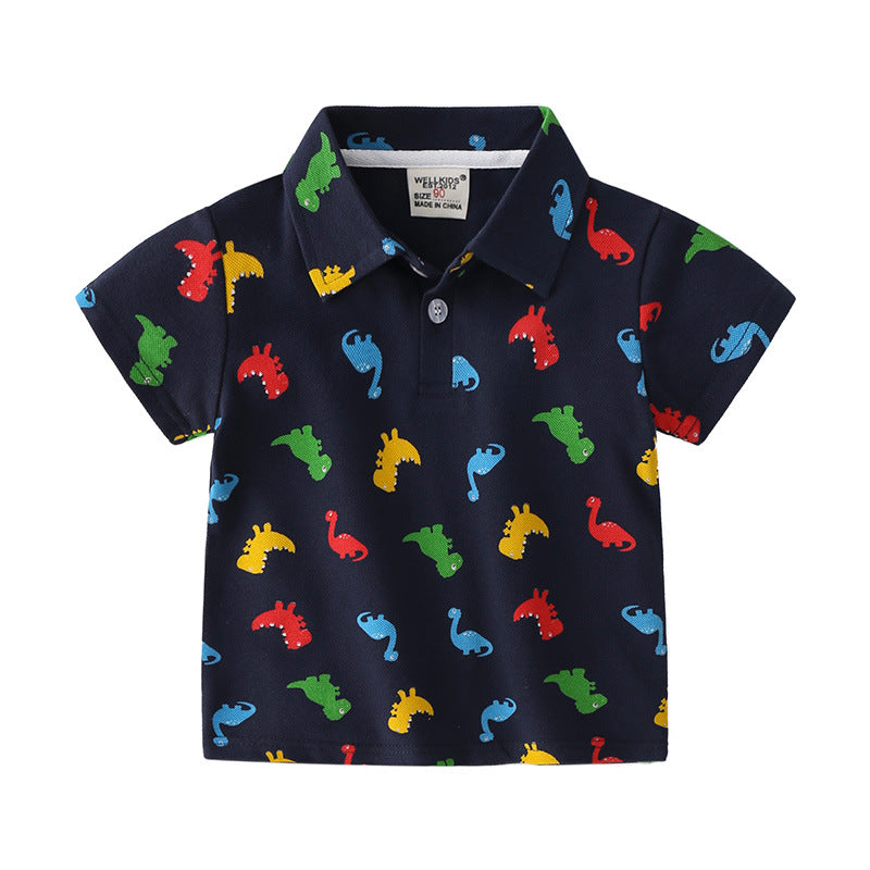 [513128] - Atasan Kaos Polo Fashion Anak - Motif Colorful Dino