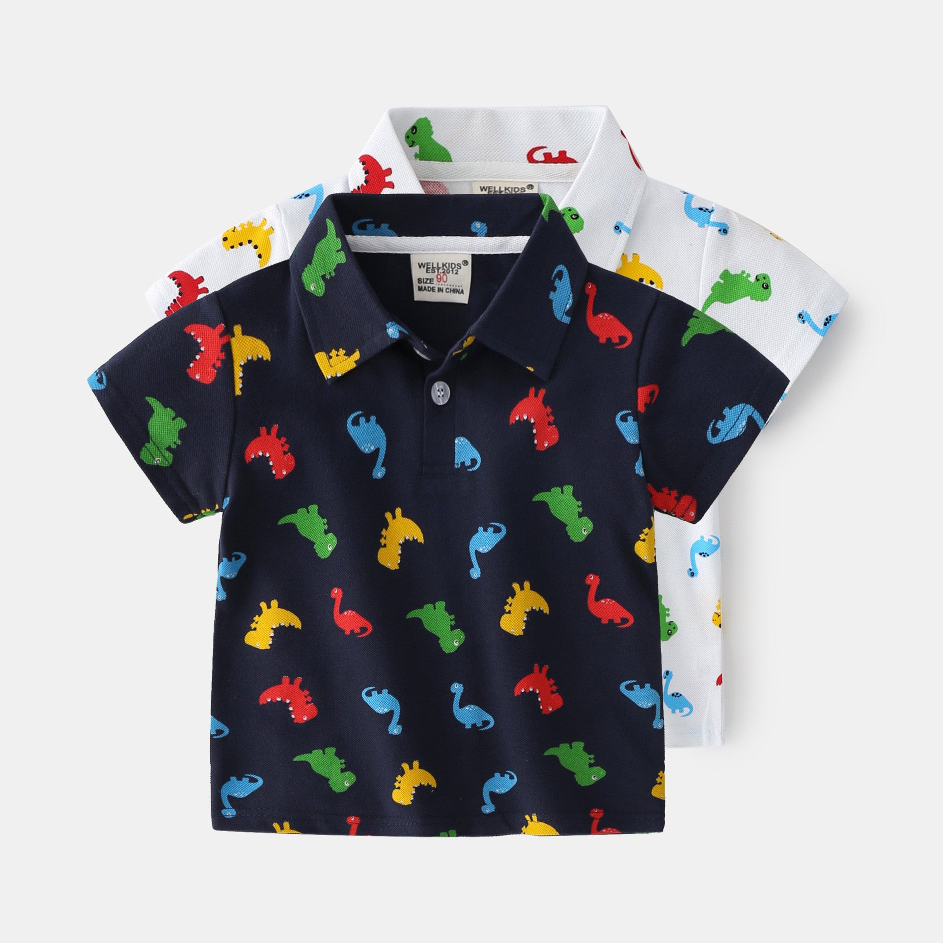 [513128] - Atasan Kaos Polo Fashion Anak Import - Motif Colorful Dino
