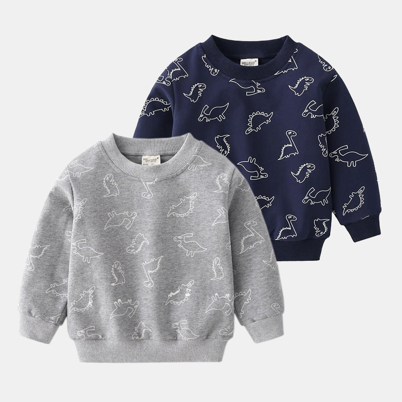 [513138] - Atasan Sweater Fashion Anak Laki-Laki Import - Motif Dino Family