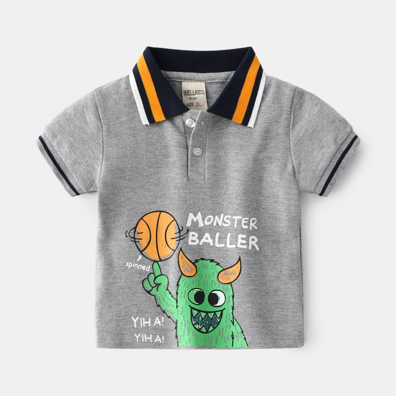 [513144] - Atasan Kaos Polo Fashion Anak Import - Motif Monster Basketball