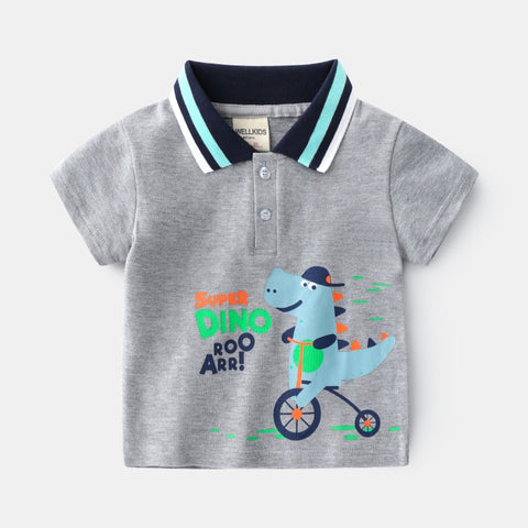 [513148] - Atasan Kaos Polo Fashion Anak - Motif Dino Bike