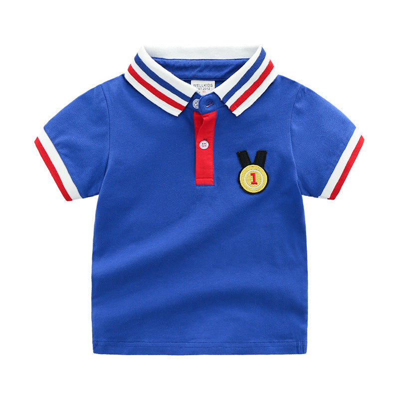 [513155] - Atasan Kaos Polo Fashion Anak Import - Motif Stripe Collar