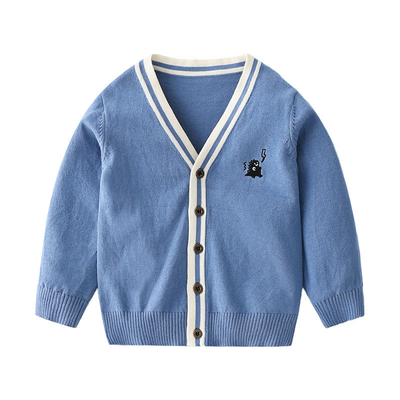 [513165] - Atasan Cardigan Panjang Anak Cowok - Motif Button Line Bordir