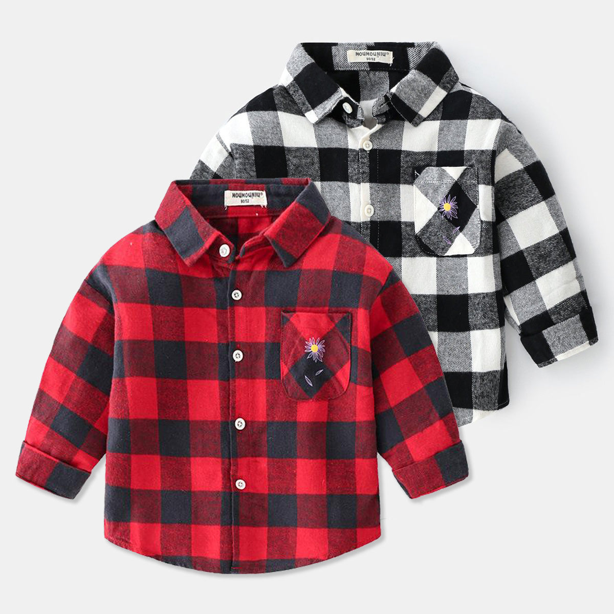 [513168] - Atasan Kemeja Flanel Fashion Anak - Motif Gingham Flannel Bordir