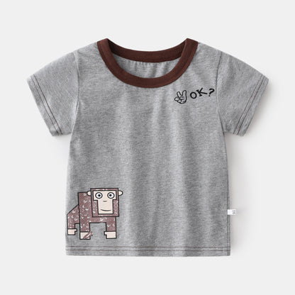 [513175] - Atasan Kaos Pendek Anak - Motif Square Monkey