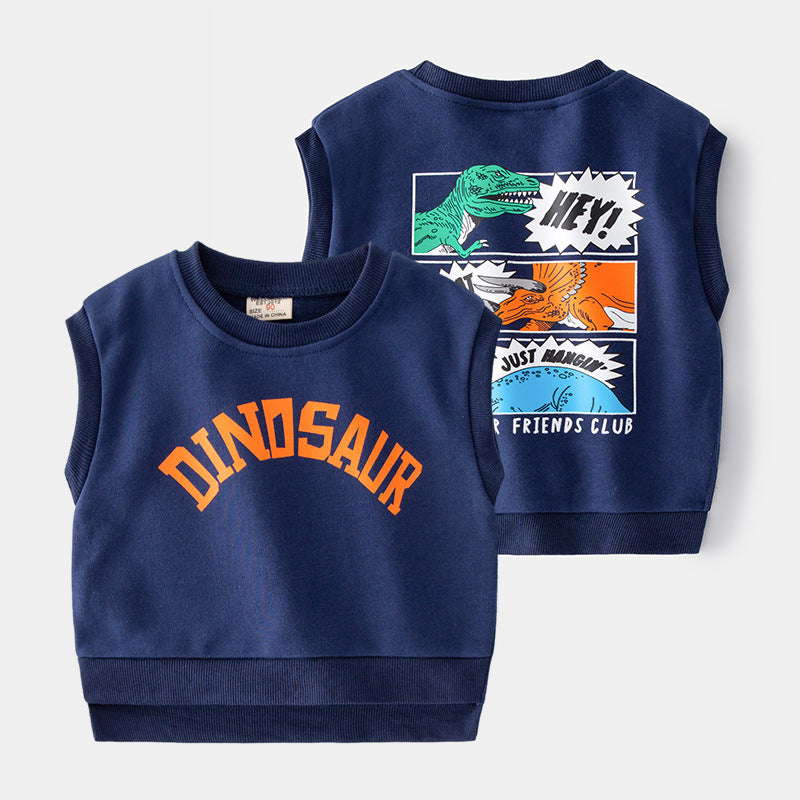 [513183] - Atasan Sweater Kutung Anak - Motif Dino Friends