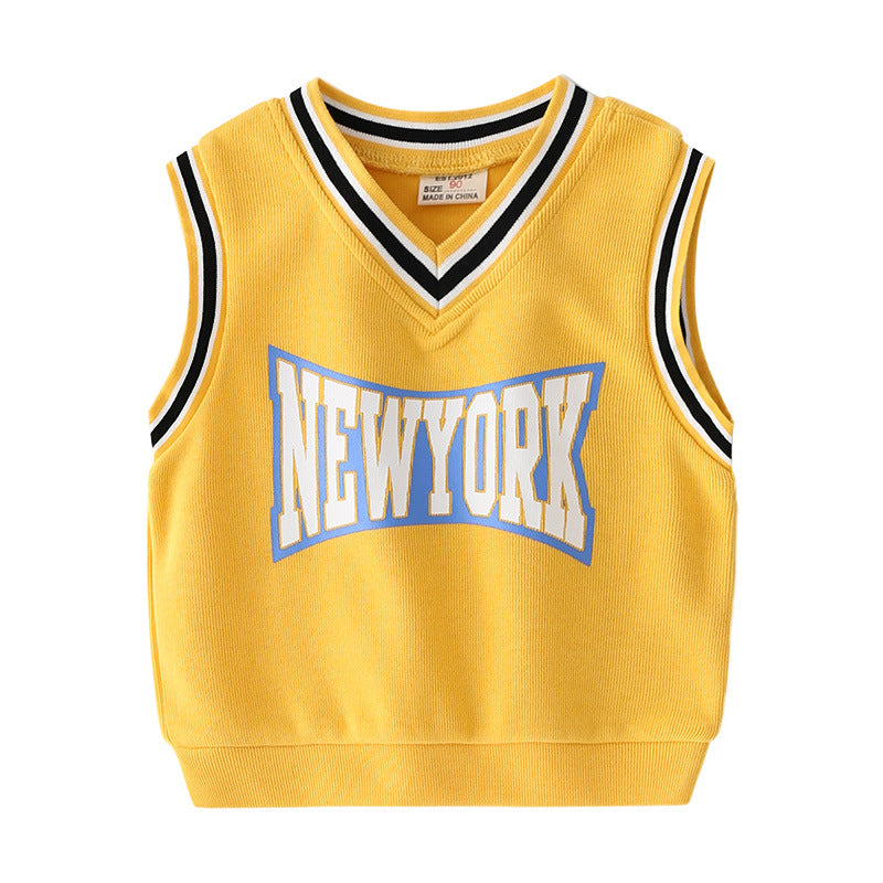 [513185] - Atasan Sweater Kutung Anak - Motif Newyork