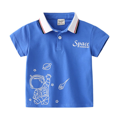 [513187] - Atasan Kaos Polo Anak Cowok Import - Motif Space Astronaut