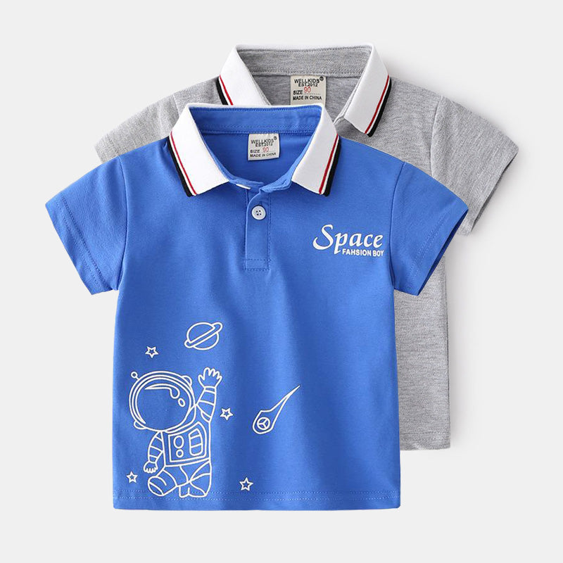 [513187] - Atasan Kaos Polo Anak Cowok - Motif Space Astronaut