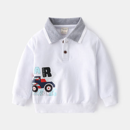 [513191] - Atasan Anak Sweater Kerah - Motif Car Zone