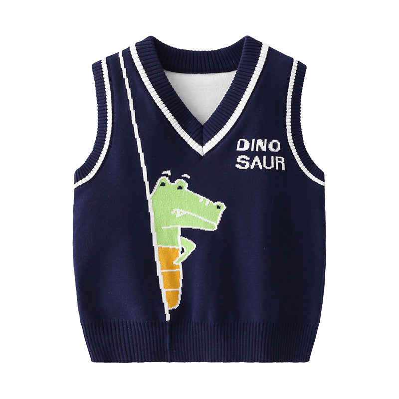 [513223] - Atasan Anak Sweater Kutung - Motif Half Dinosaur