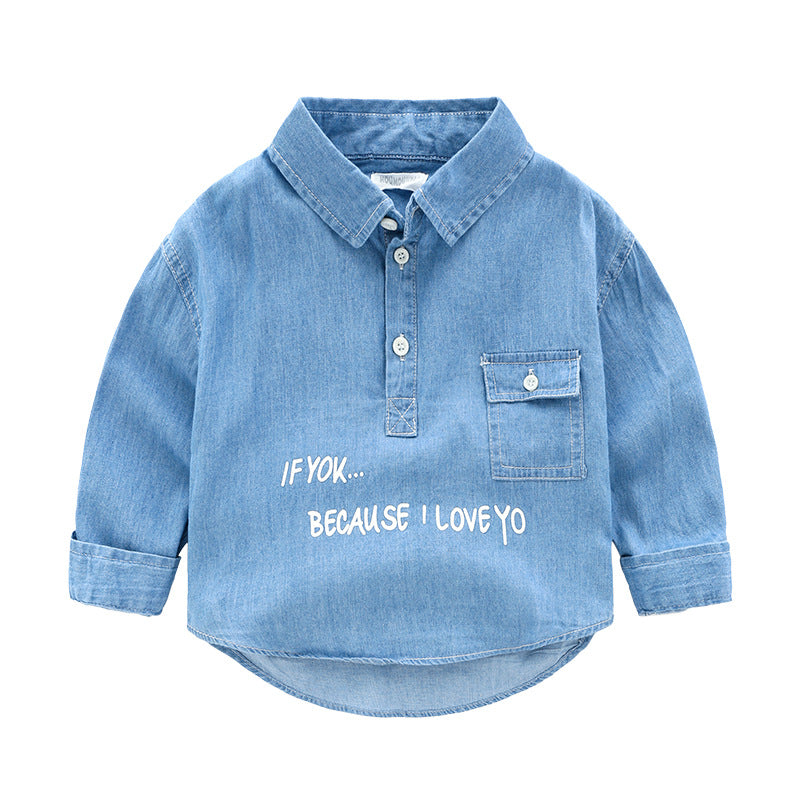 [513224] - Atasan Kemeja Panjang Anak - Motif I Love Denim