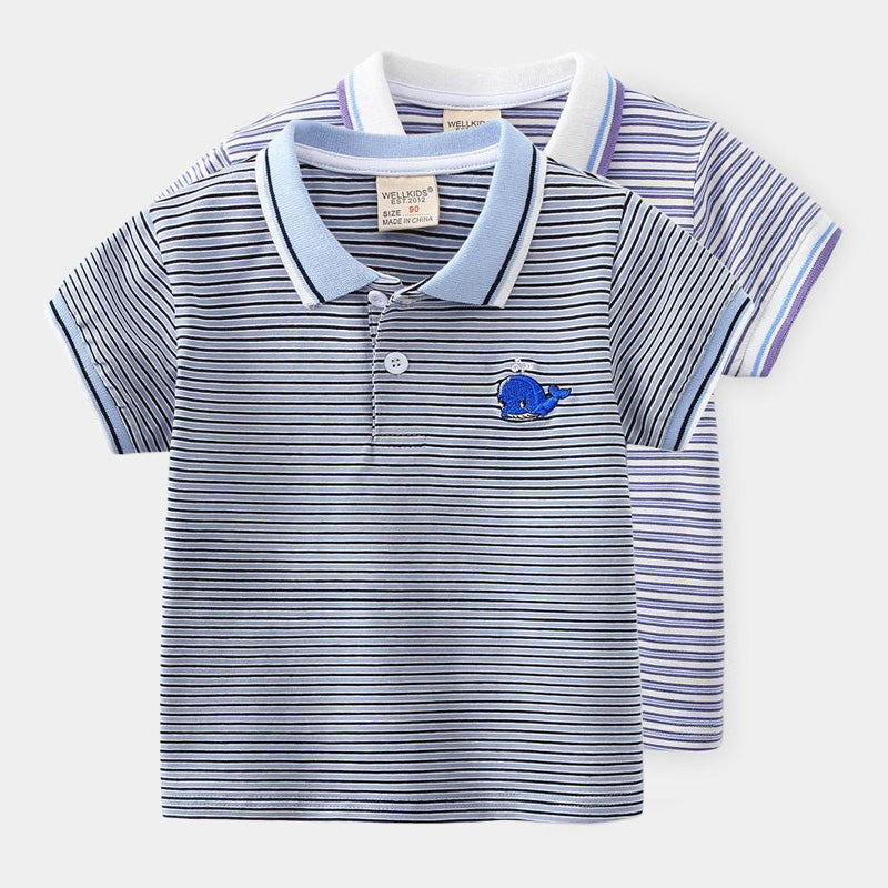 [513233] - Atasan Kaos Polo Anak - Motif Shark Line