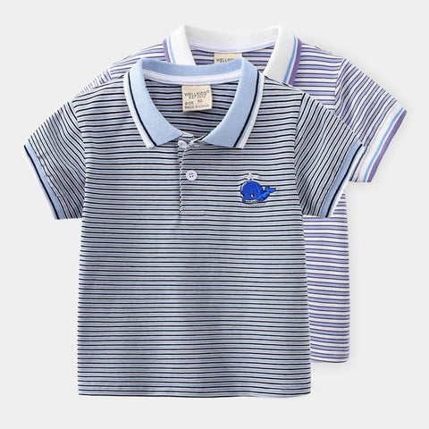 [513233] - Atasan Kaos Polo Anak - Motif Shark Line