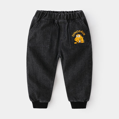 [513261] - Bawahan / Fashion Celana Jogger Jeans Anak - Motif Dinosaur Pouch