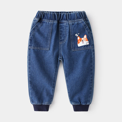 [513293] - Bawahan / Celana Jogger Jeans Style Anak - Motif Animal Cartoon