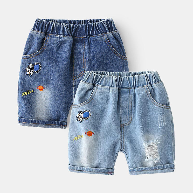 [513326] - Bawahan Pendek / Celana Jeans Anak - Motif Outer Space Bordir