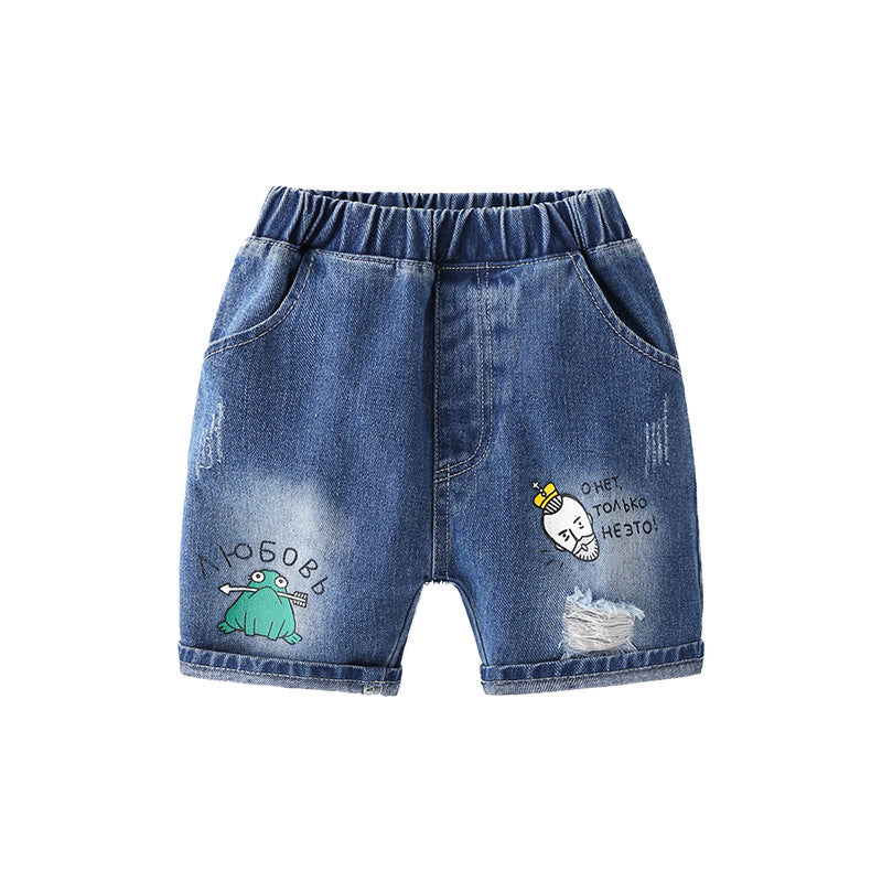 [513343] - Bawahan Pendek / Celana Jeans Anak - Motif Animal Scratches