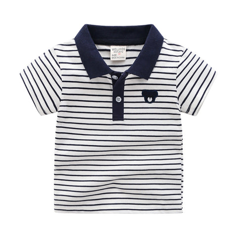 [513373] - Atasan Kaos Polo Fashion Anak - Motif Bear Stripe Bordir
