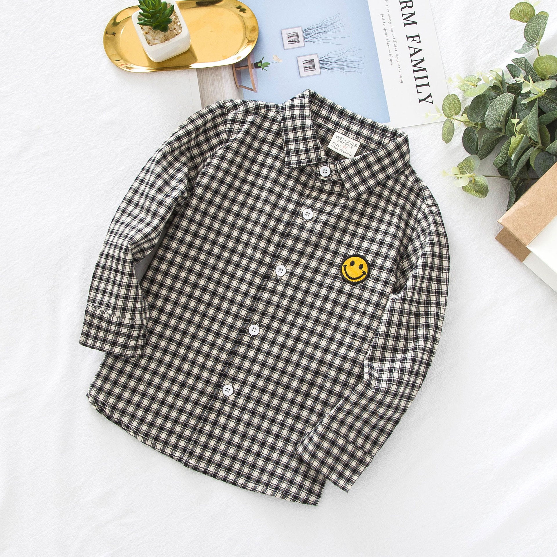 [513379] - Atasan Kemeja Fashion Anak Cowok - Motif Casual Smile