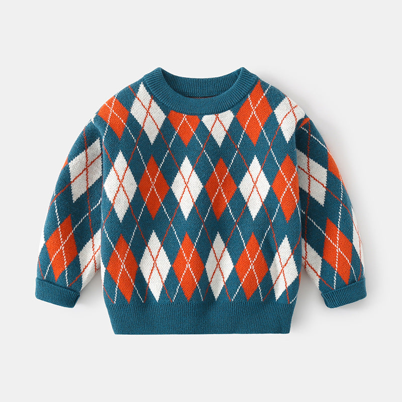[513408] - Baju Atasan Sweater Anak - Motif Diamond Line