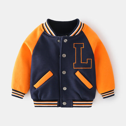 [513419] - Atasan Jaket Baseball Anak - Motif L Letter