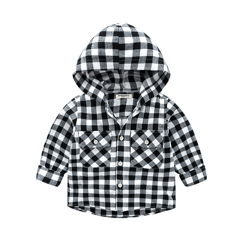 [513450] - Baju Atasan Kemeja Hoodie Anak - Motif Medium Gingham