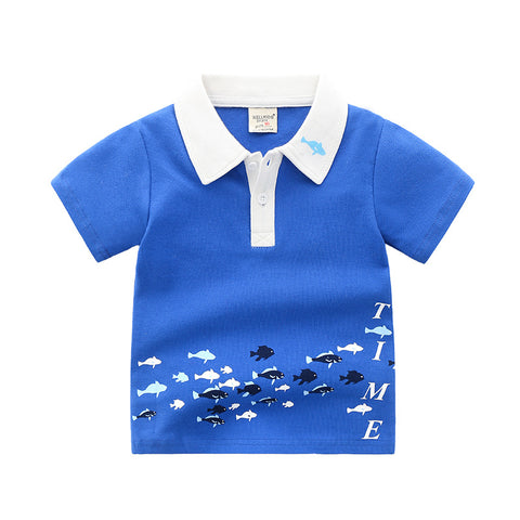 [513465] - Atasan Polo Anak / Baju Polo Anak - Motif Fish Time