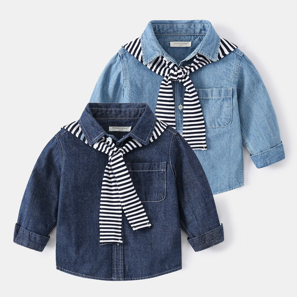 [513499] - Atasan Kemeja Jeans Fashion Anak - Motif Sailor Tie