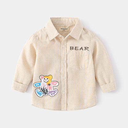 [513500] - Baju Atasan Import Kemeja Anak - Motif Bear Graffiti