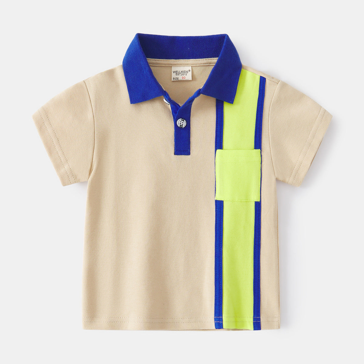 [513541] - Atasan Kaos Kerah Polo Lengan Pendek Anak Laki-laki - Motif Side Line