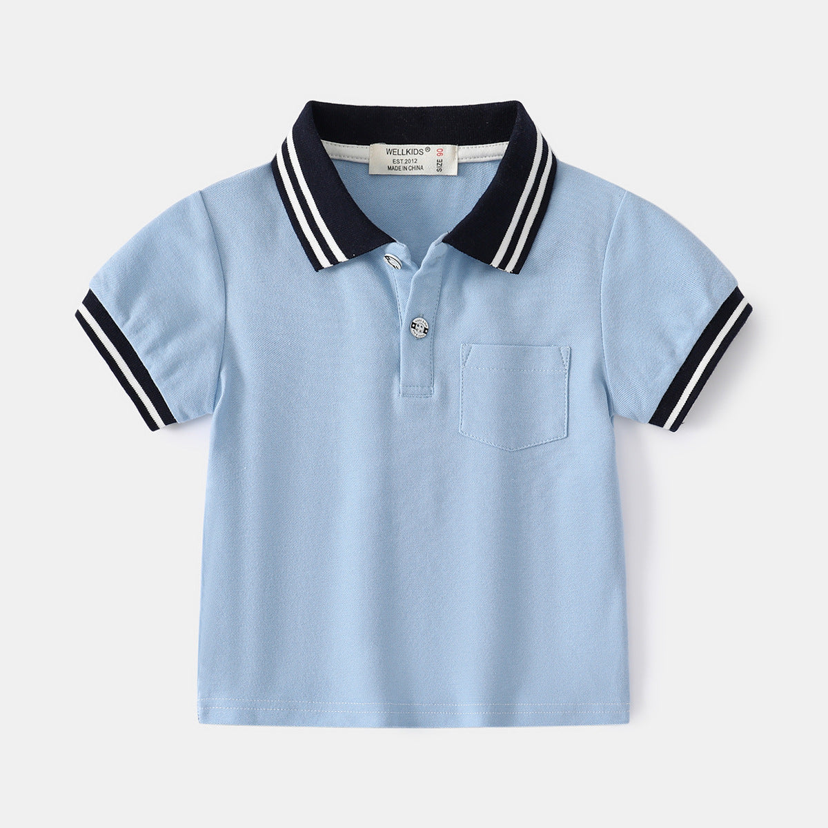 [513546] - Atasan Kaos Kerah Polo Lengan Pendek Anak Laki-laki - Motif Plain Lines