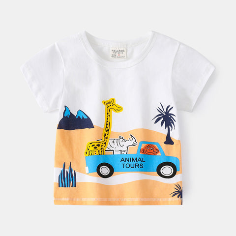 [513549] - Atasan Kaos Lengan Pendek Anak Cowok Cewek - Motif Animal Tours