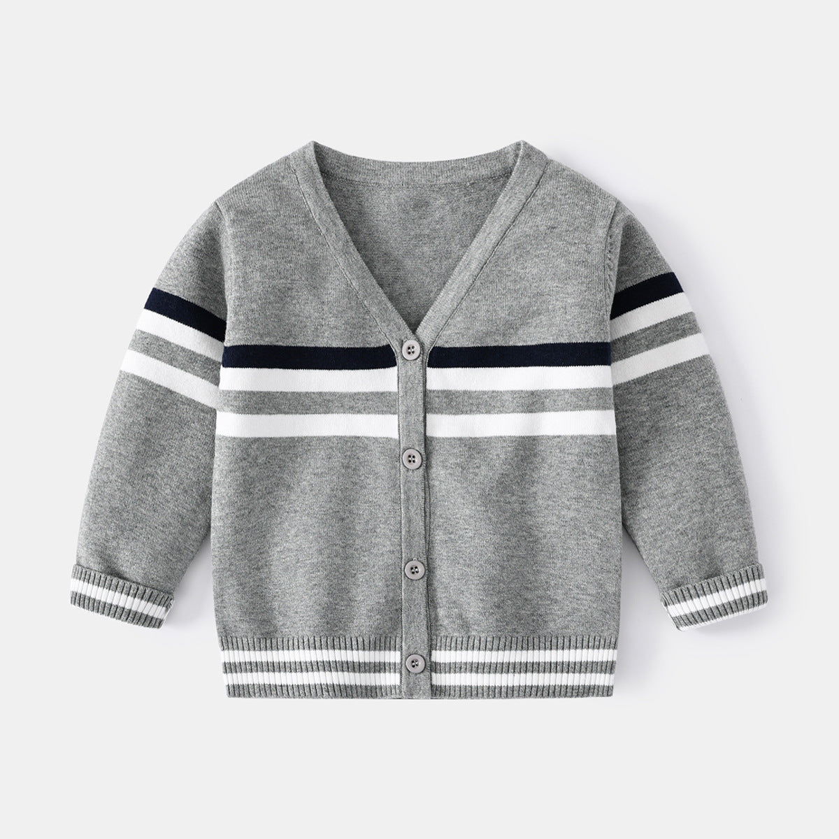 [513551] - Atasan Lengan Panjang Jaket Rajut Cardigan Anak Cowok Cewek - Motif Strip Lines