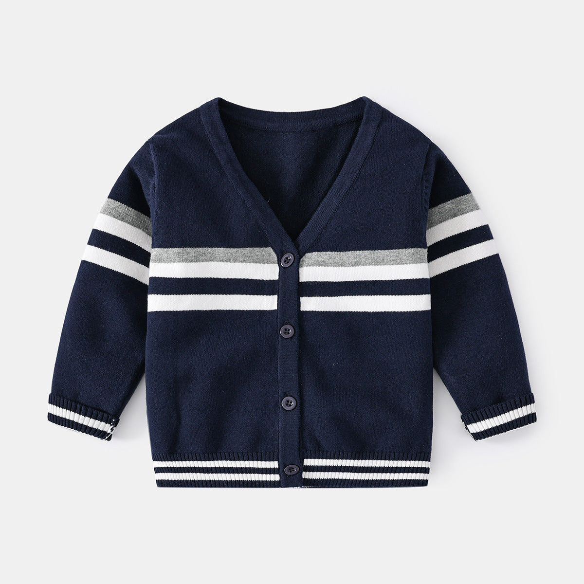 [513551] - Atasan Lengan Panjang Jaket Rajut Cardigan Anak Cowok Cewek - Motif Strip Lines