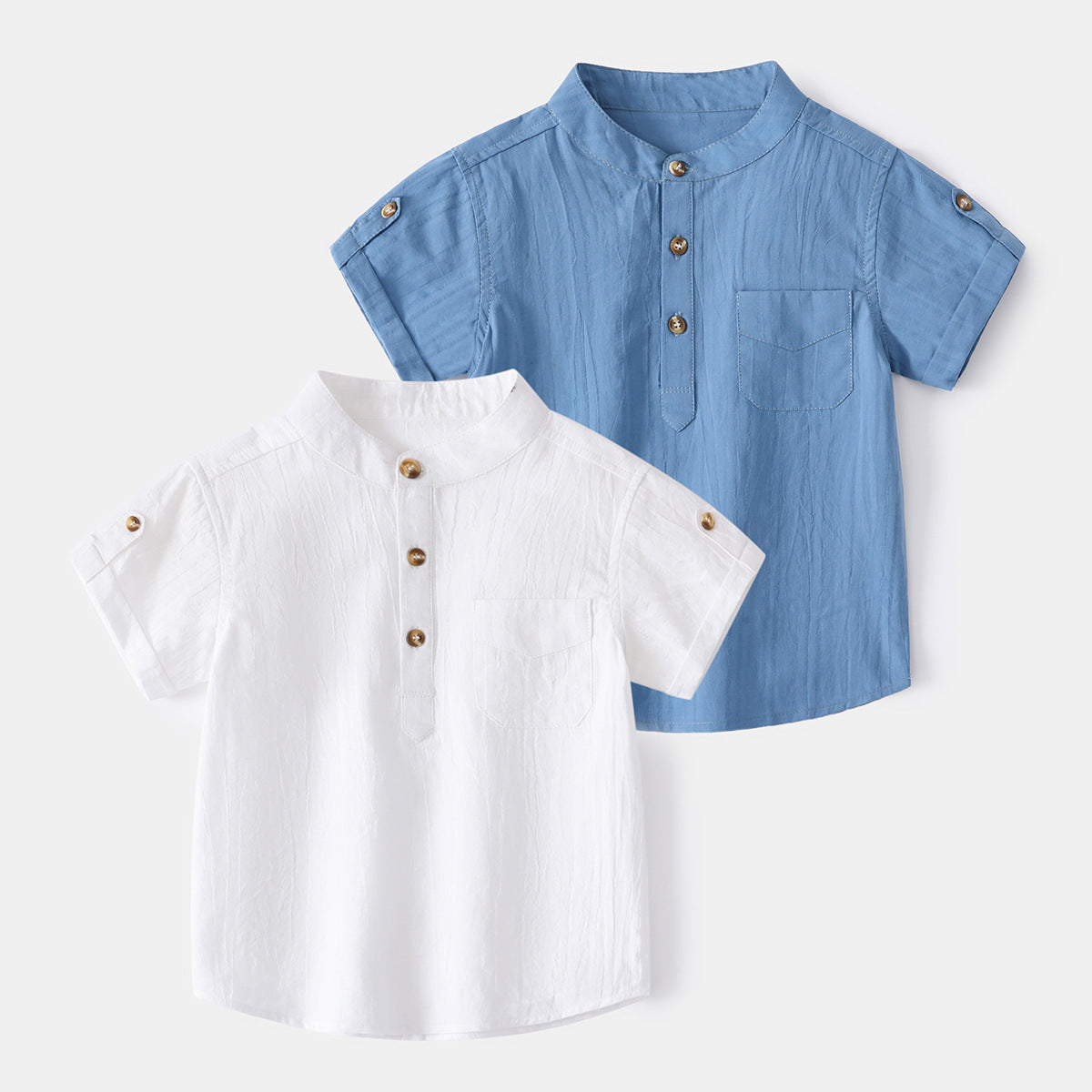 [513554] - Atasan Kemeja Koko Polos Lengan Pendek Anak Cowok - Motif Neat Plain