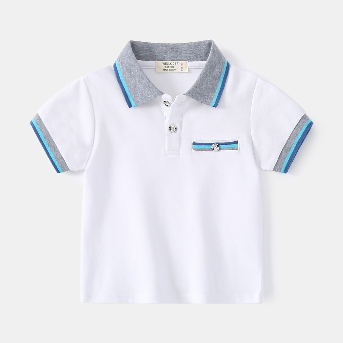 [513555] - Atasan Kaos Polo Kerah Lengan Pendek Anak Laki-laki - Motif Pocket Button