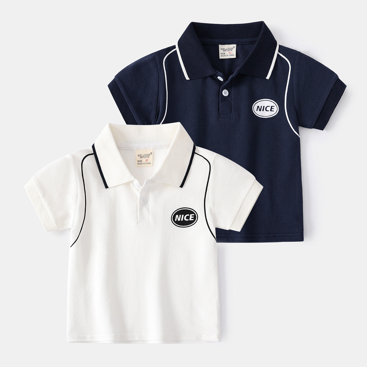 [513559] - Atasan Kaos Lengan Pendek Polo Kerah Anak Laki-laki - Motif Thin line