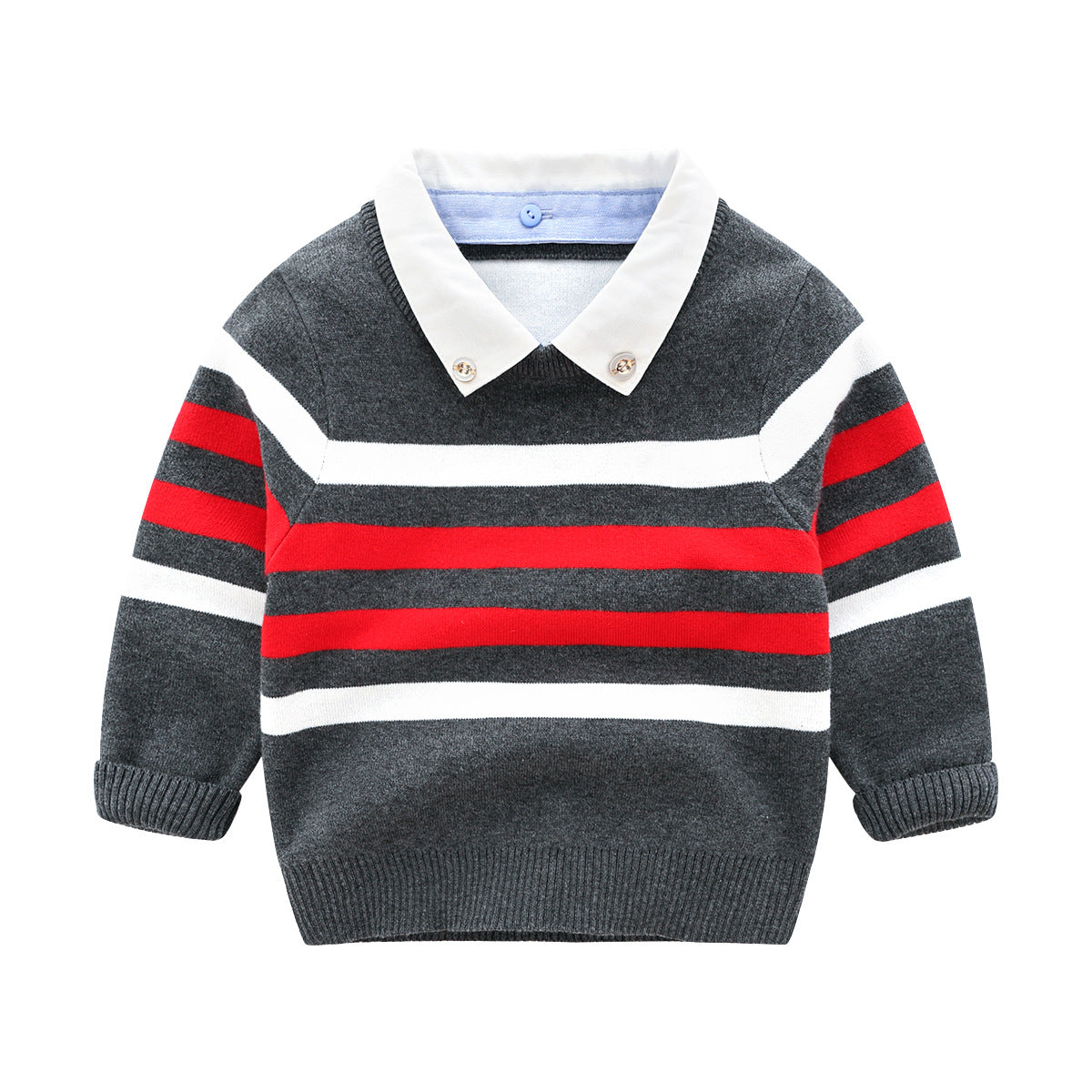 [513563] - Atasan Sweater Kerah Lengan Panjang Anak Cowok Cewek - Motif Striped Strip