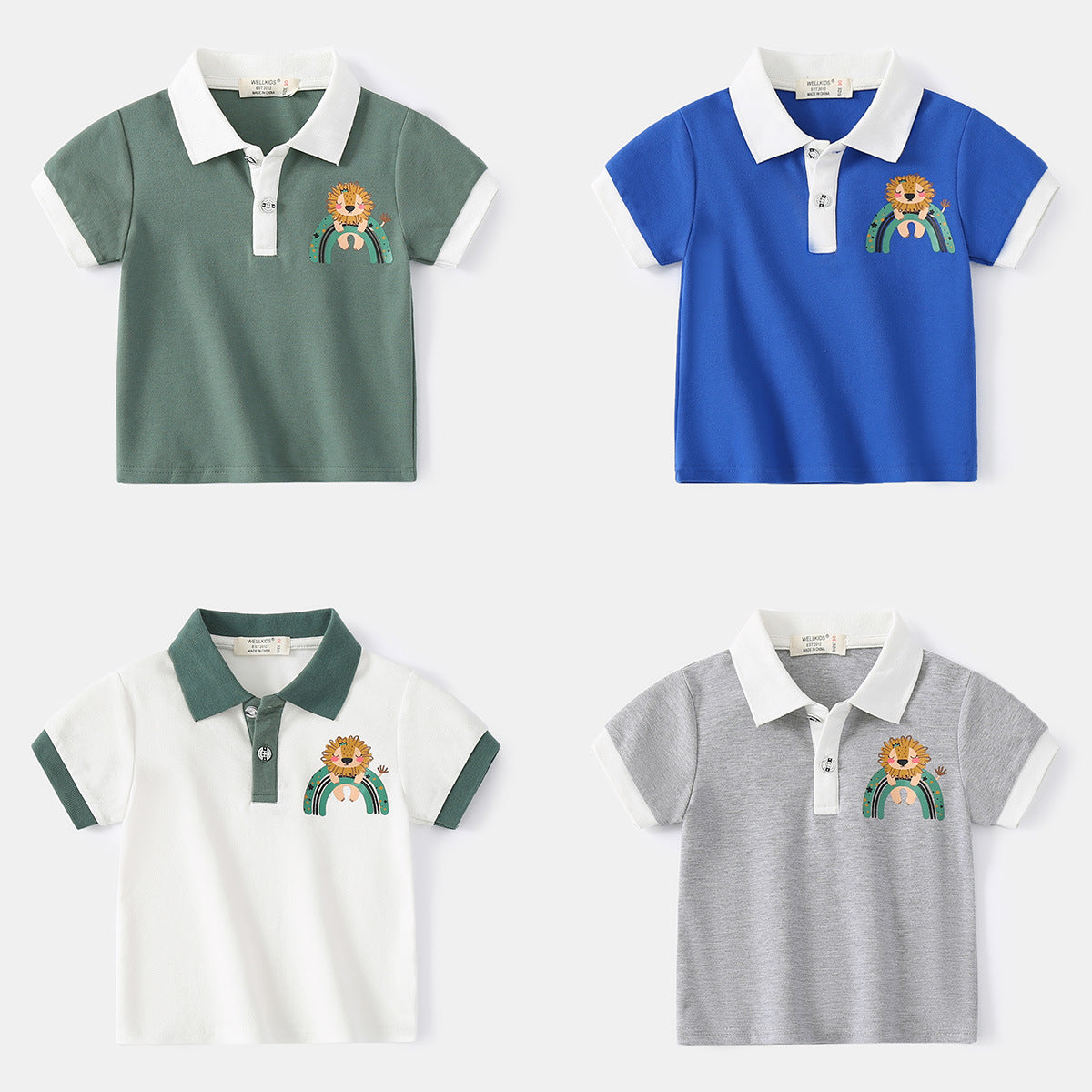 [513572] - Atasan Kaos Polo Kerah Lengan Pendek Anak Laki-laki - Motif Arch Bridge