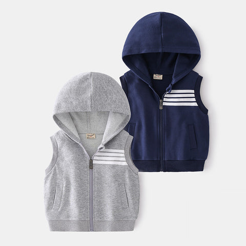 [513573] - Atasan Jaket Hoodie Kutung Sporty Retsleting Anak Laki-laki - Motif Side Strips