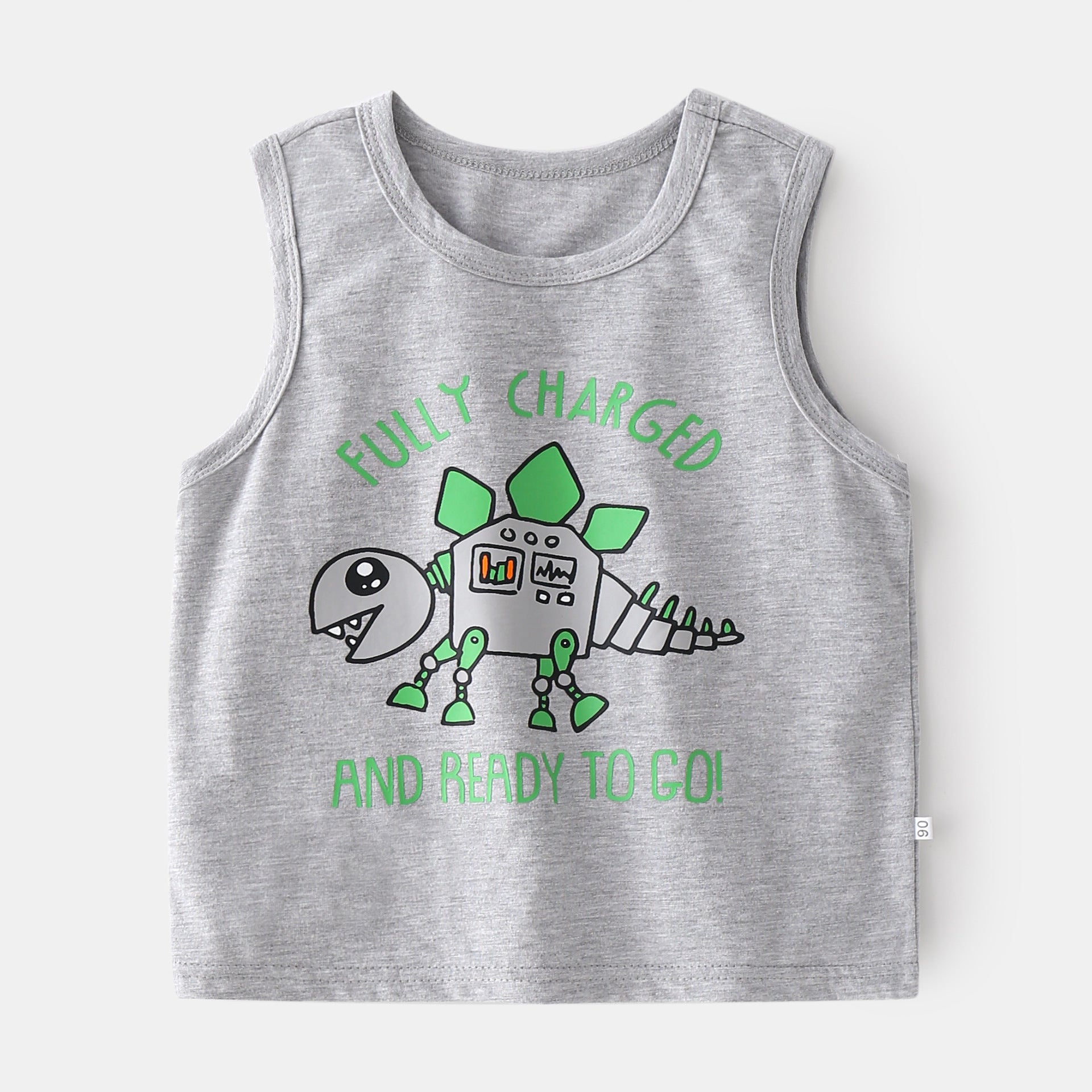 [513576] - Atasan Kaos Lengan Kutung Singlet Anak Laki-laki - Motif Robo Dino