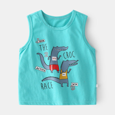 [513577] - Atasan Kaos Lengan Kutung Anak Laki-laki - Motif Croc Race
