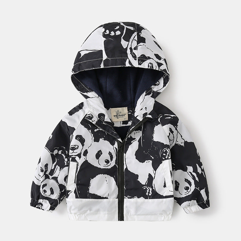 [513578] - Atasan Jaket Hoodie Parasut Lengan Panjang Anak Laki-laki - Motif Cute Panda