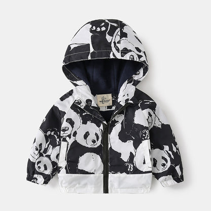 [513578] - Atasan Jaket Hoodie Parasut Lengan Panjang Anak Laki-laki - Motif Cute Panda