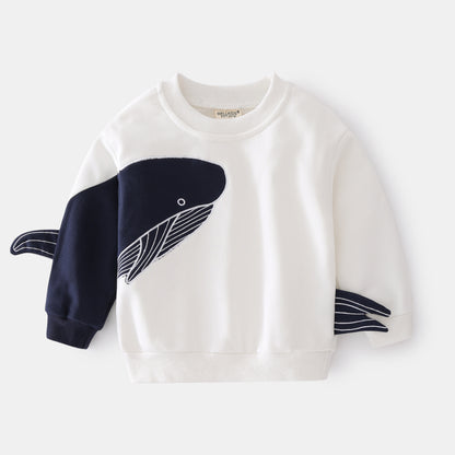 [513582] - 3D Atasan Sweater Paus Lengan Panjang Anak Laki-laki - Motif Side Whale