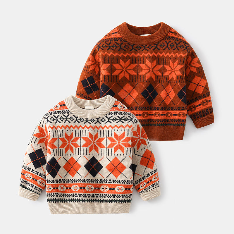 [513586] - Atasan Sweater Rajut Lengan Panjang Anak Cowok Cewek - Motif Abstract Geometry ko