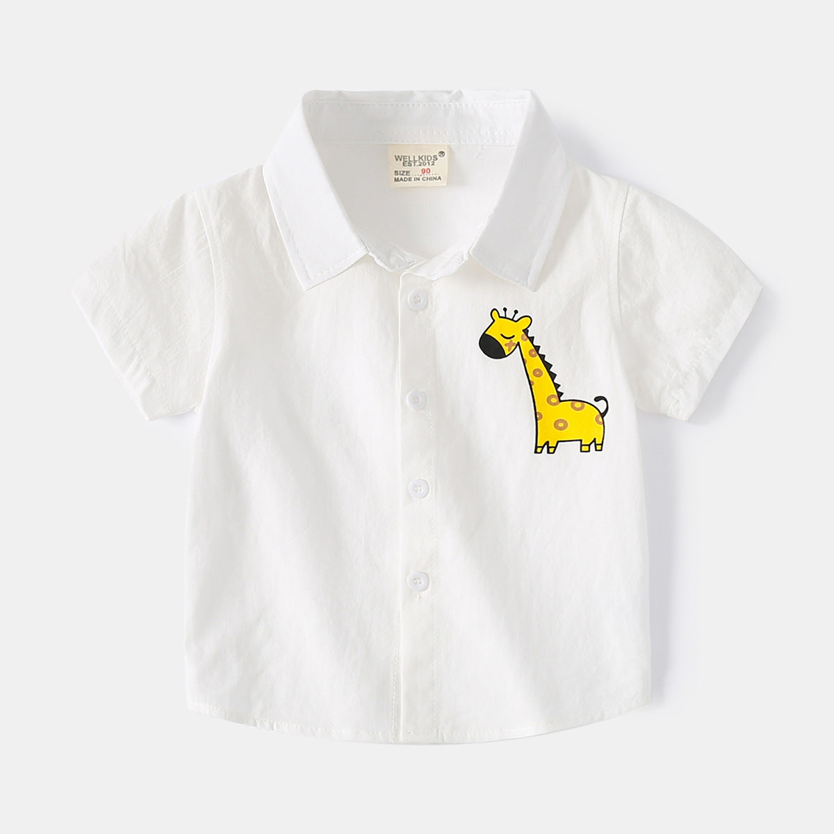 [513591] - Atasan Kemeja Lengan Pendek Anak Laki-laki - Motif Mini Giraffe